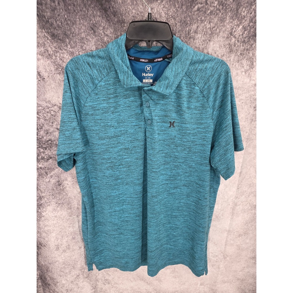Hurley Polo Shirt Mens Large Blue Gorpcore Short Sleeve Athleisure Lightweight